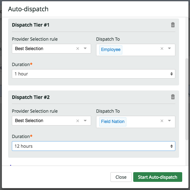 tiered auto dispatch screenshot